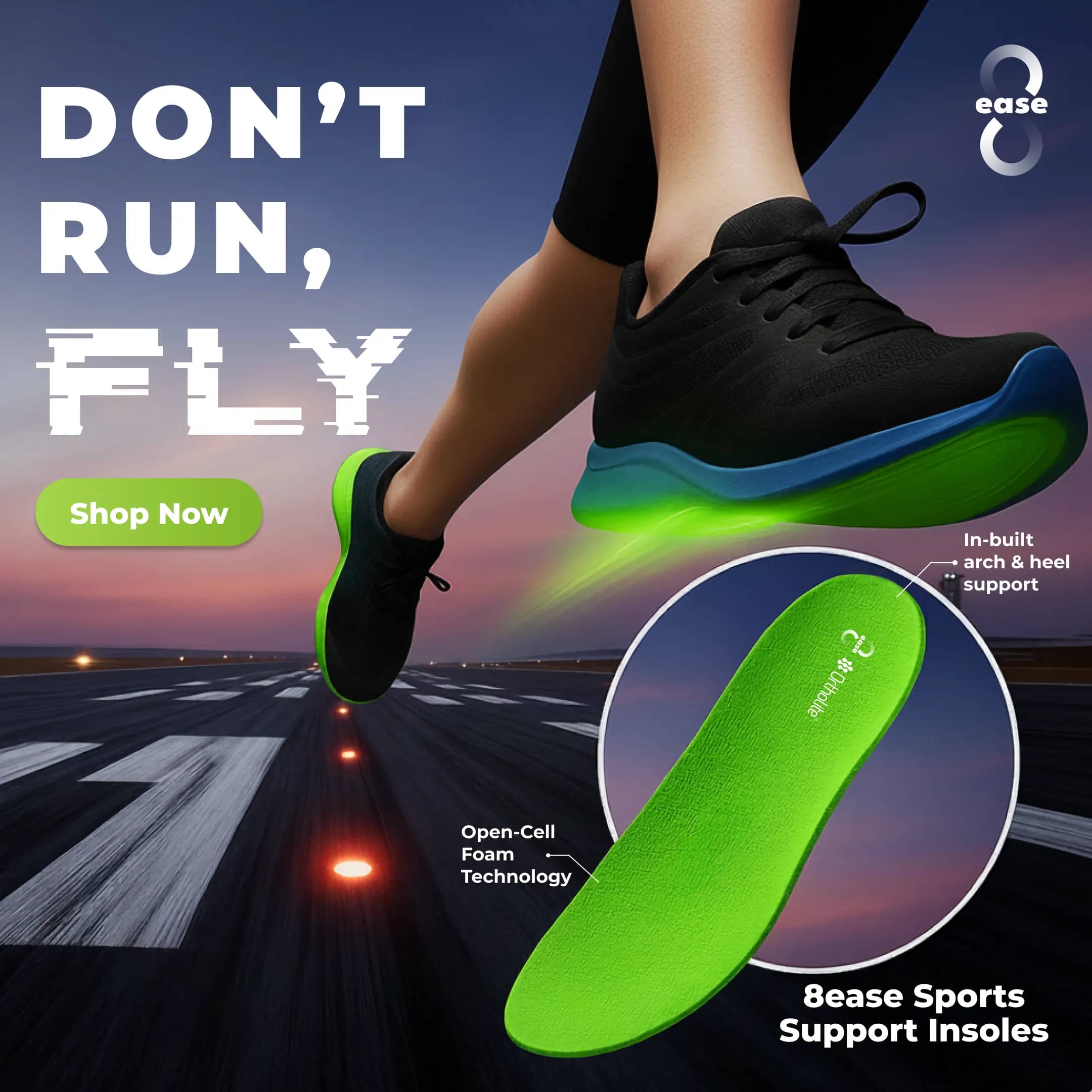 Sports insole ad creative produced for a D2C brand