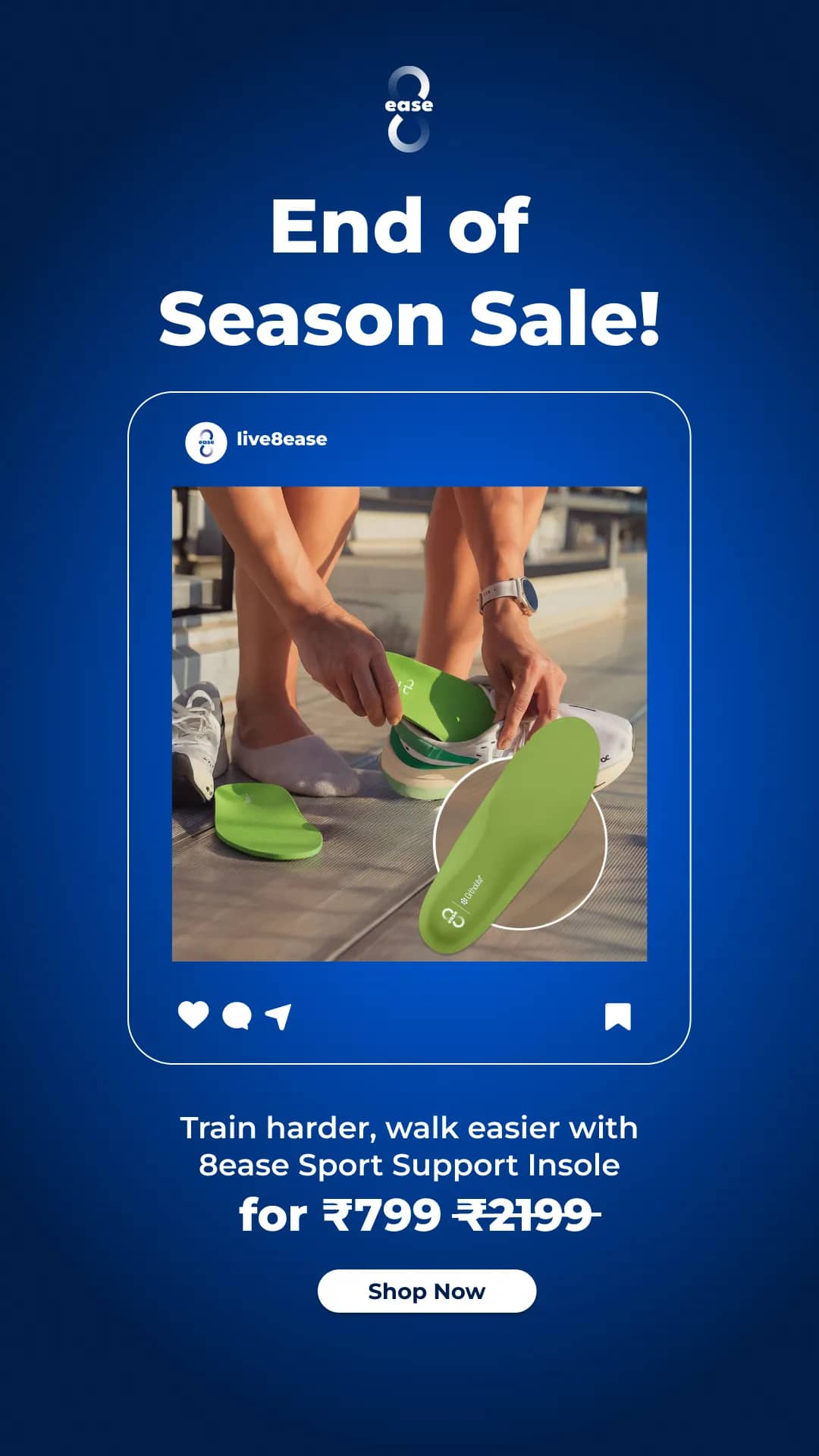 End of season sale creative produced for a sports insole brand