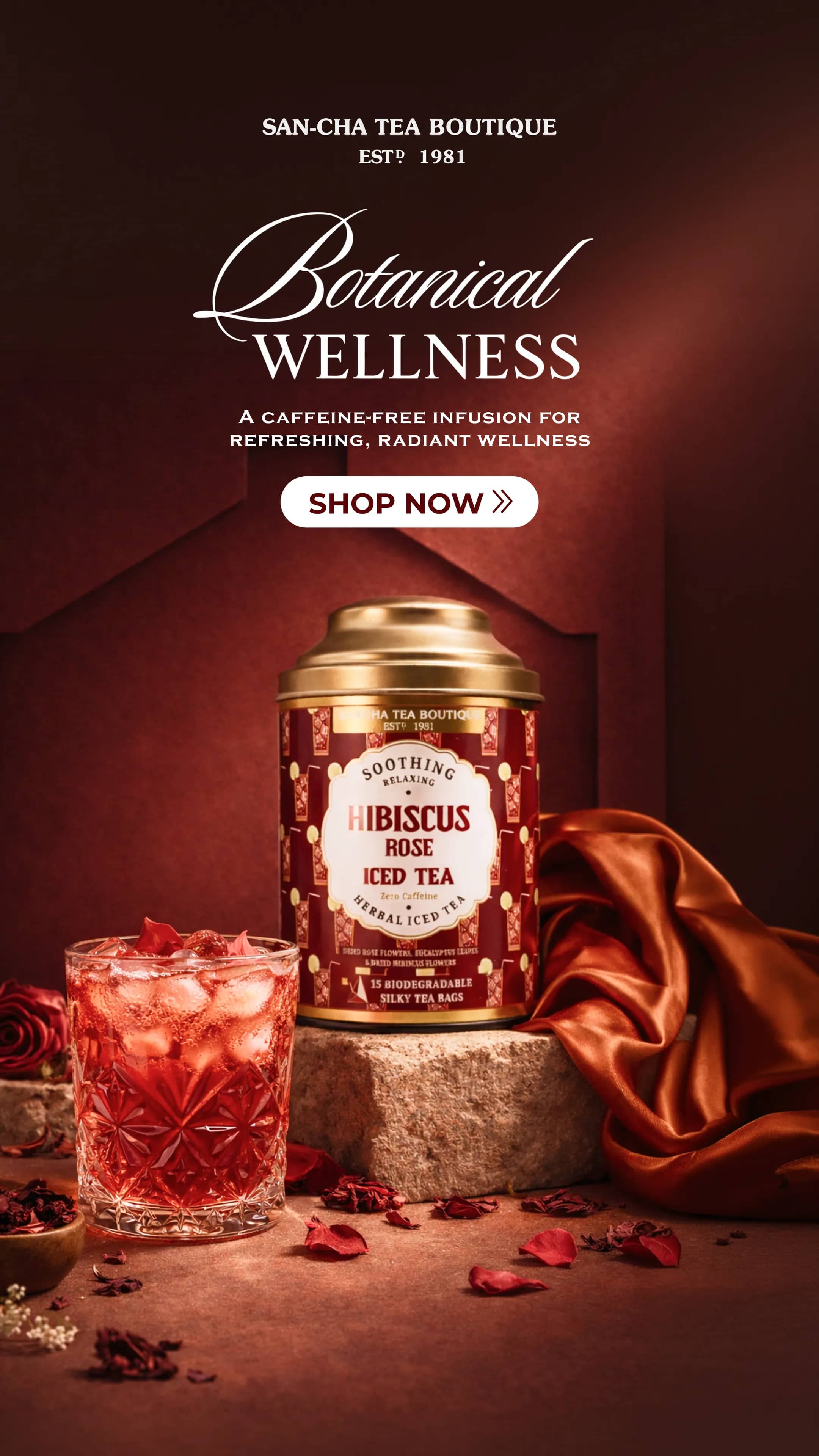 Hibiscus rose iced tea creative produced for a paid social campaign
