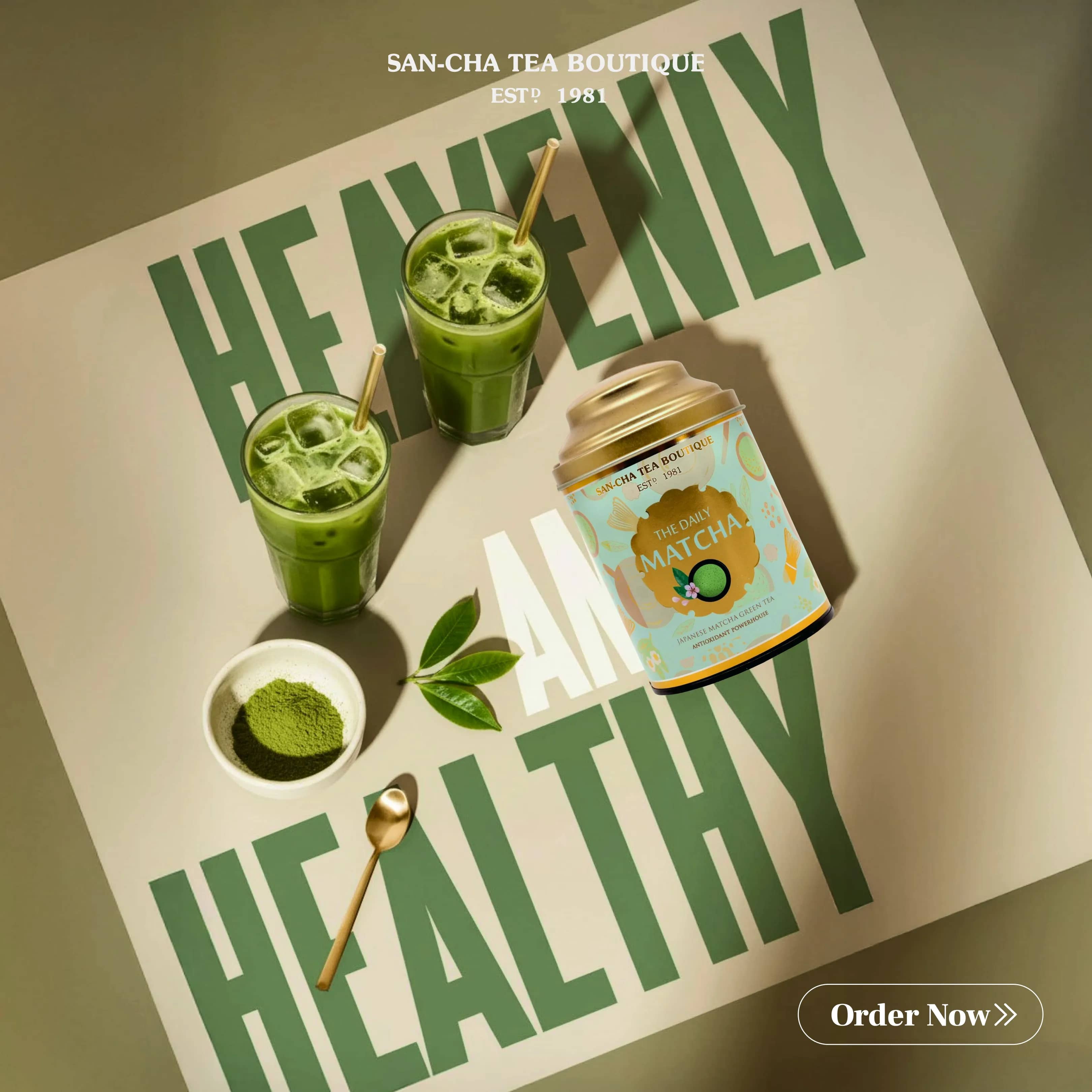 Matcha ad creative produced for a premium tea brand