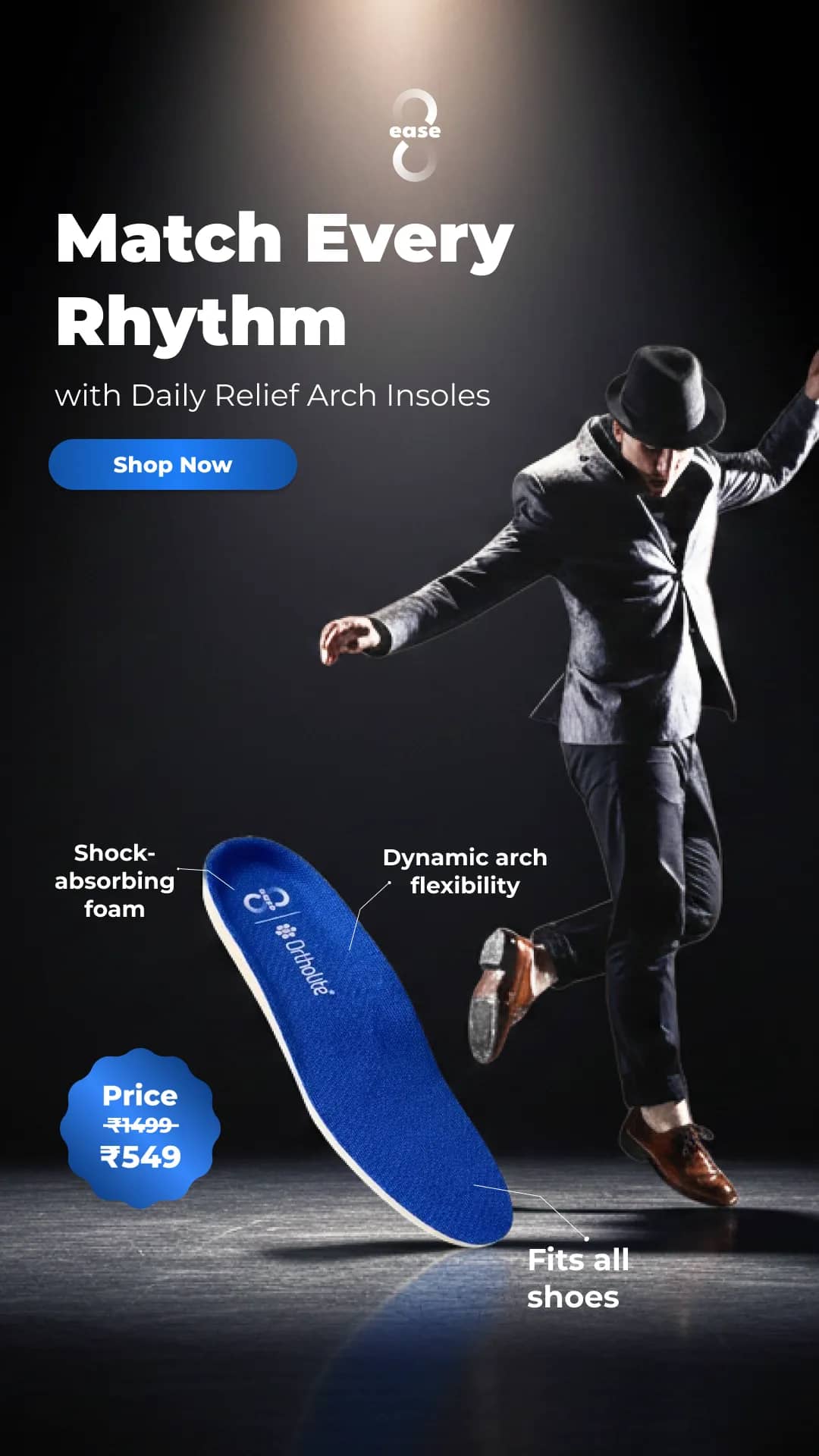 Arch support insole campaign creative produced for Meta Ads