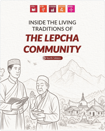 Illustrated creative on the living traditions of the Lepcha community in North Sikkim