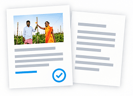 Two draft documents under review, one marked with a tick